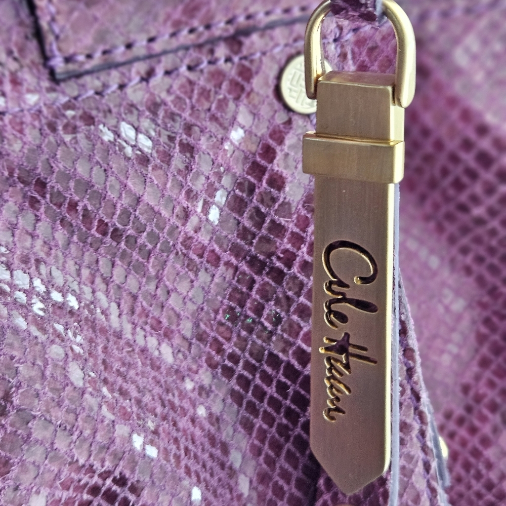 Cole Haan Plum Python Print Drawstring Shopper To… - image 8